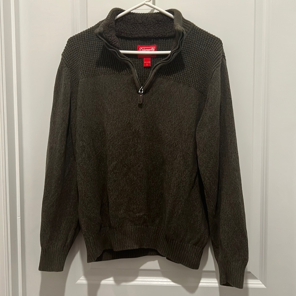 Coleman Men’s Green Khaki Half Zip Sweater Men’s Size L